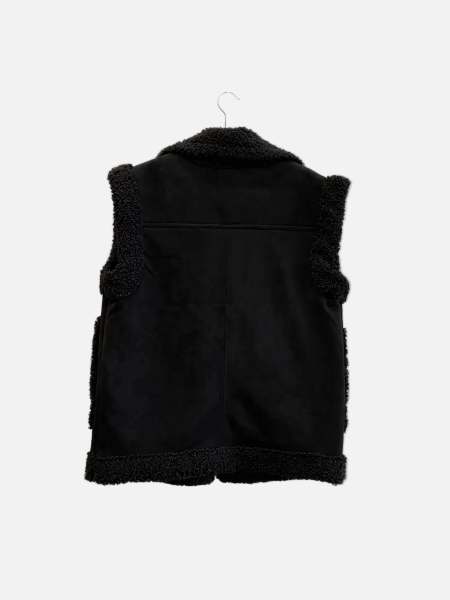 Decjuba Black Shearling Vest - Size S