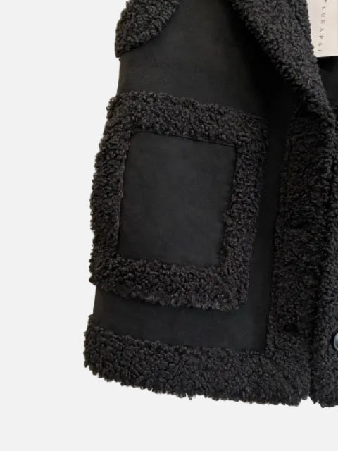 Decjuba Black Shearling Vest - Size S