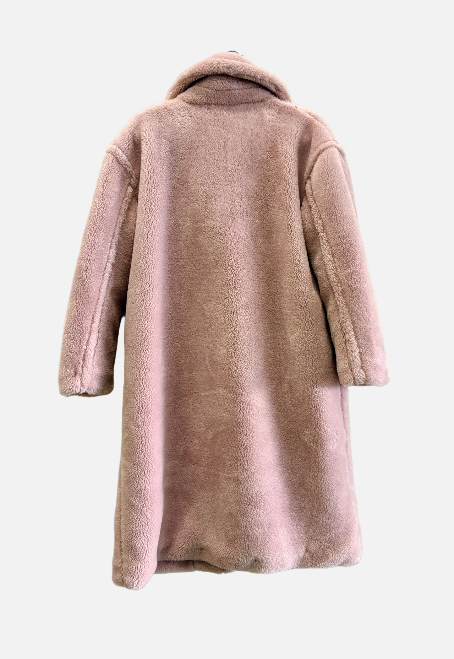 Decjuba Dusky Pink Faux Fur Coat - Size 10