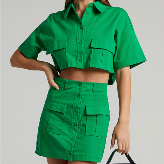 Showpo Navine crop top & mini skirt co-ord - Size 12
