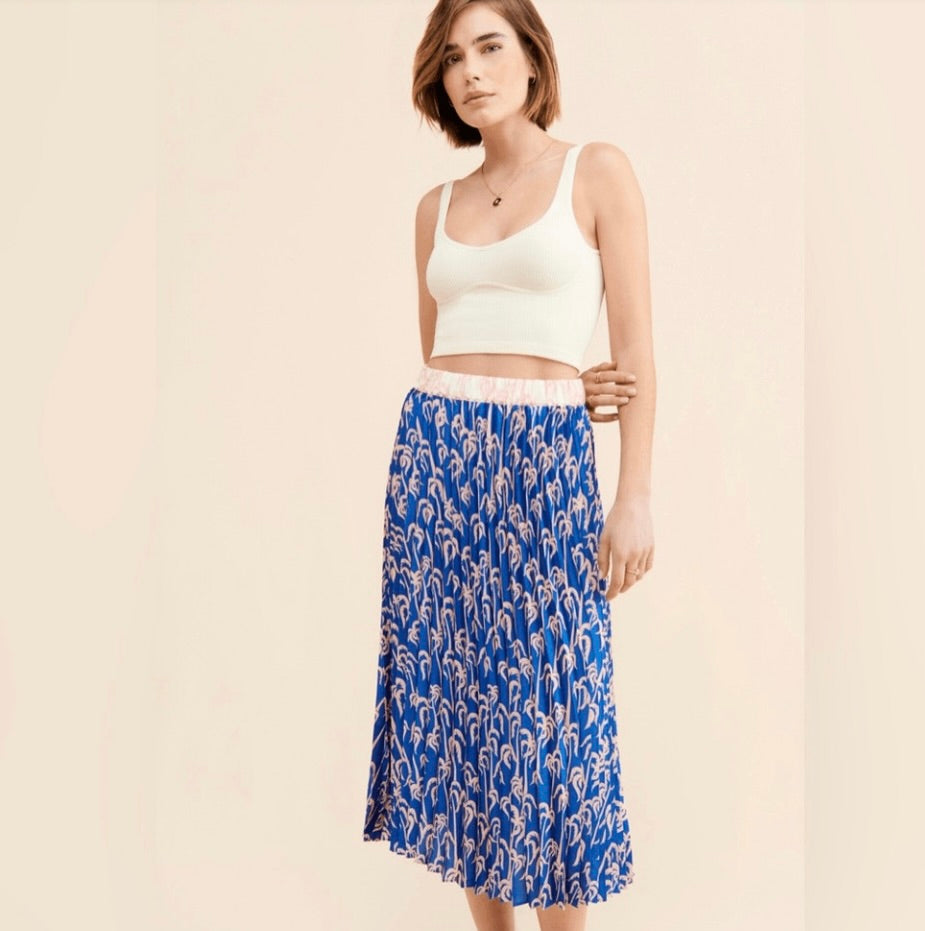 Scotch & Soda - Pleated palm print skirt - Size XL