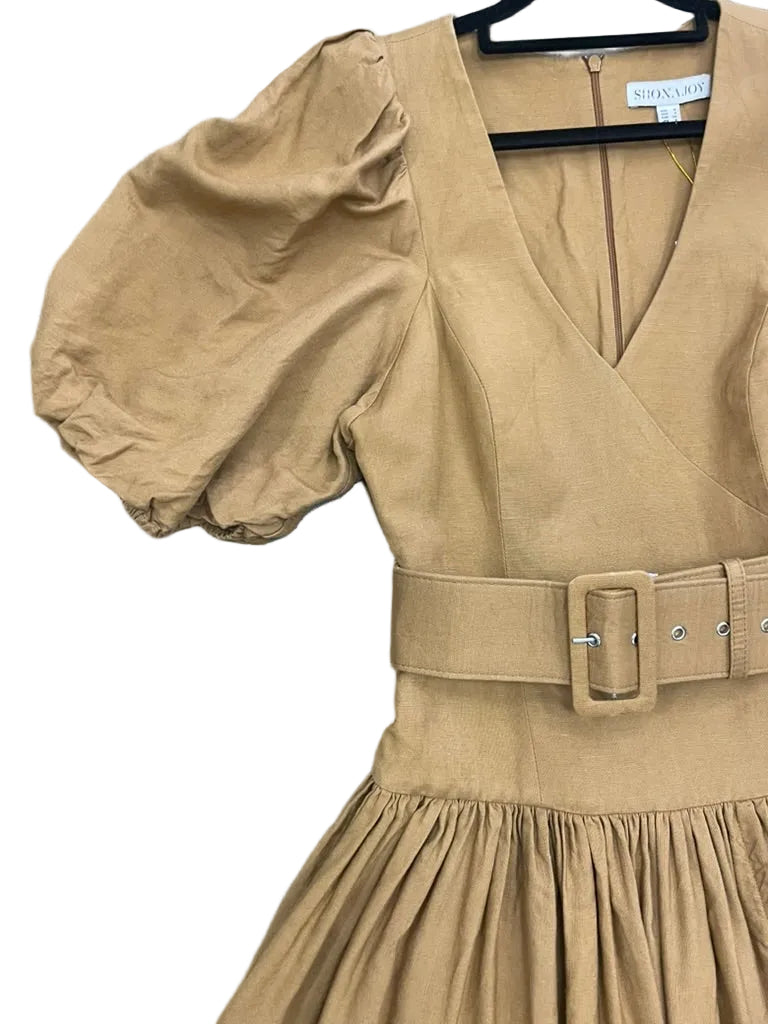 SHONA JOY - Gaia puff sleeve belted mini dress - Size 6