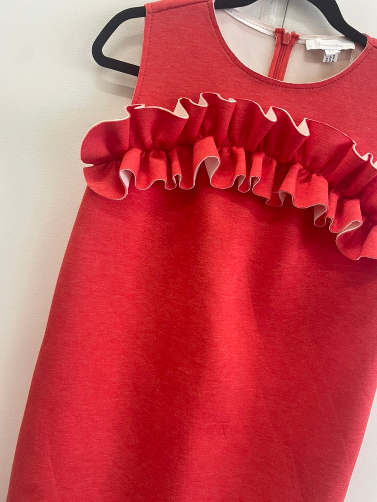 Karen Walker - Red neoprene frill front dress  - Size 10