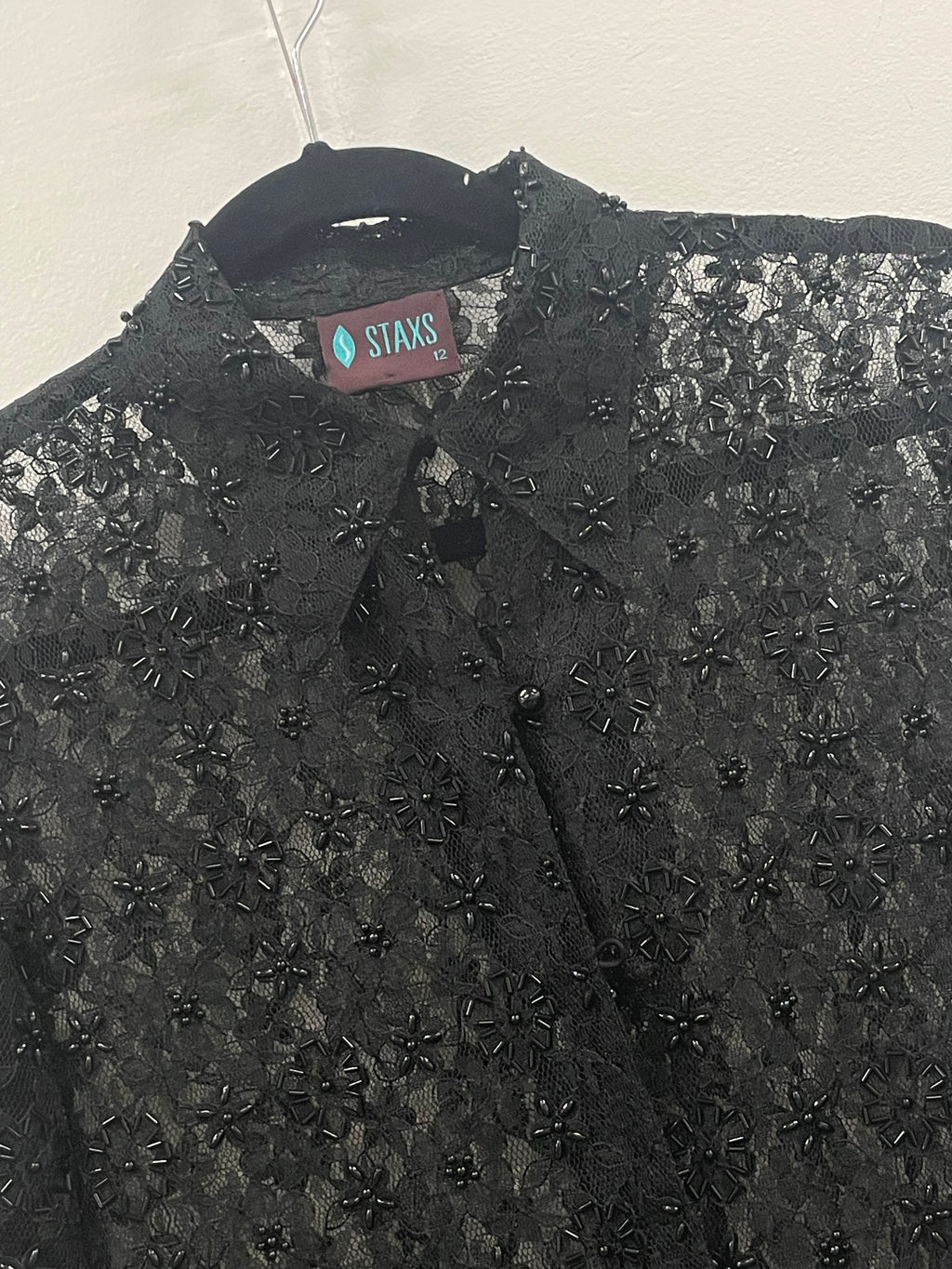 Staxs - Vintage lace & beaded shirt - Size 12