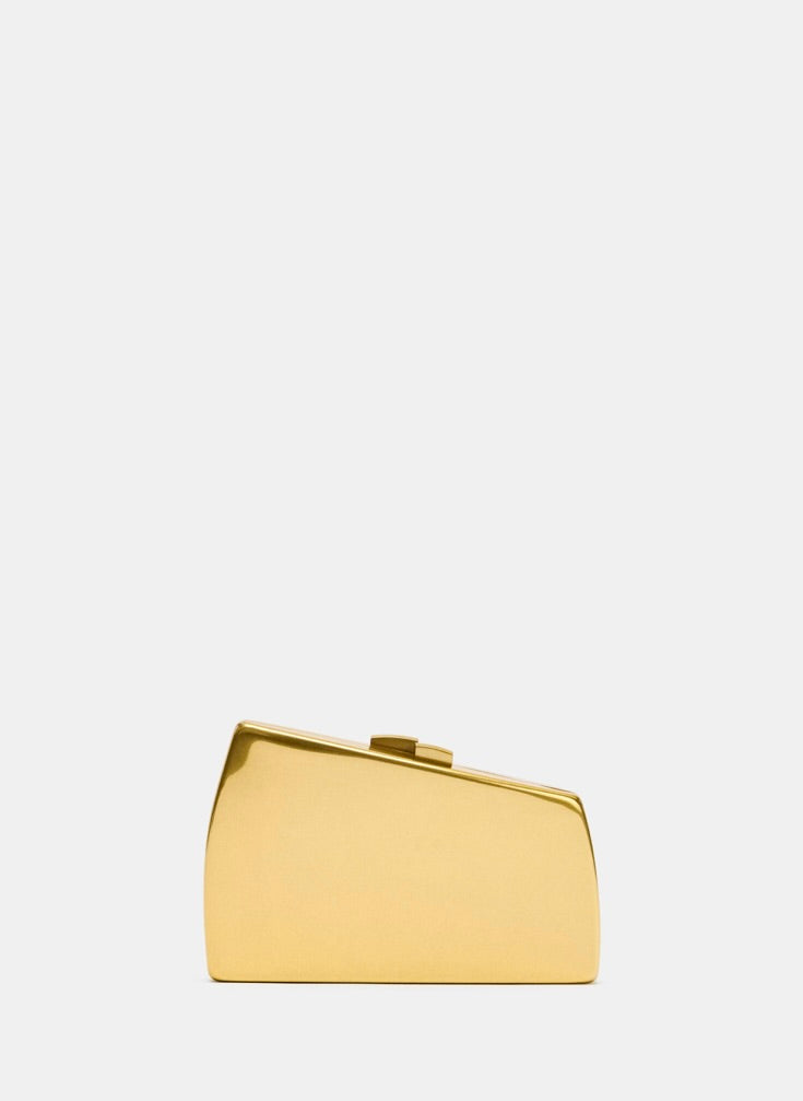Zara - Gold rigid clutch bag