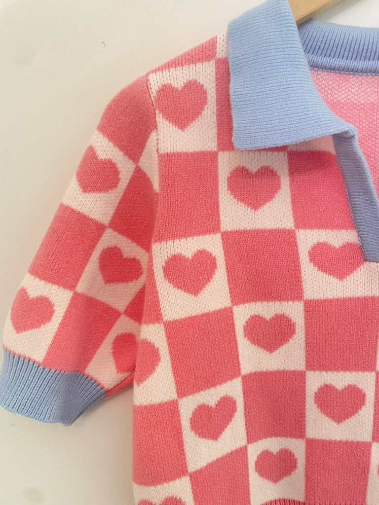 Cider - Knit top heart print  - Size XS