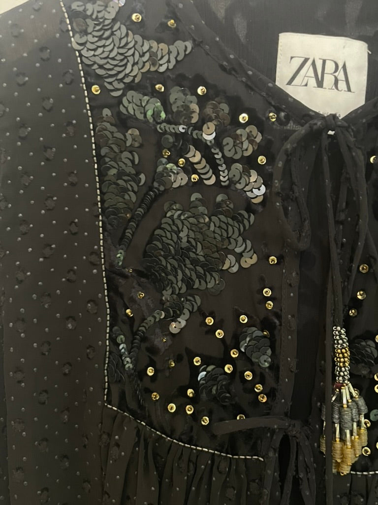Zara - Sequin top cape jacket - Size XS