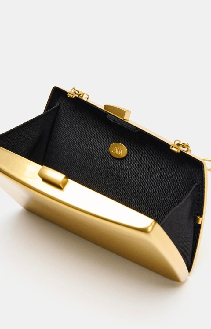 Zara - Gold rigid clutch bag