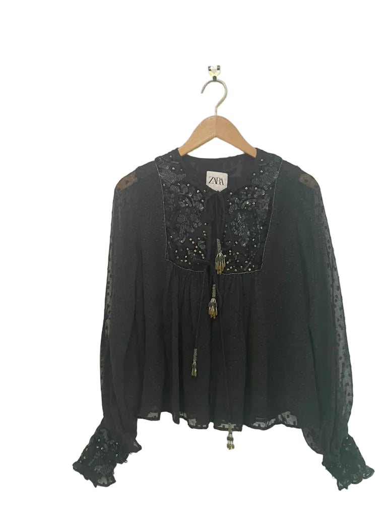 Zara - Sequin top cape jacket - Size XS