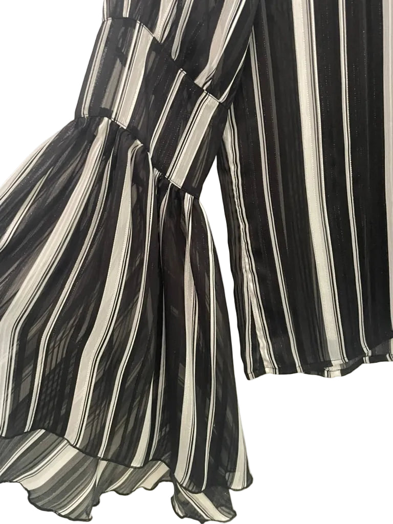 Storm - Black white silver semi sheer top - Size 8