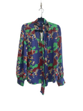 Rixo London - Silk floral neck tie top - Size L