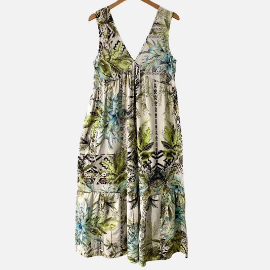 ASOS - Palm print linen blend maxi dress - Size 14