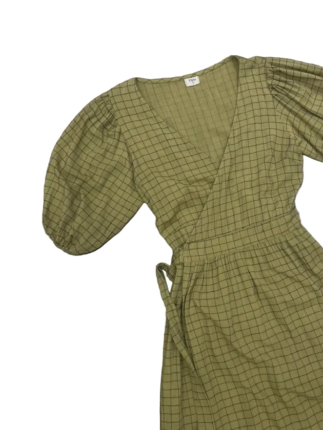 Opia - Khaki check wrap dress - Size S