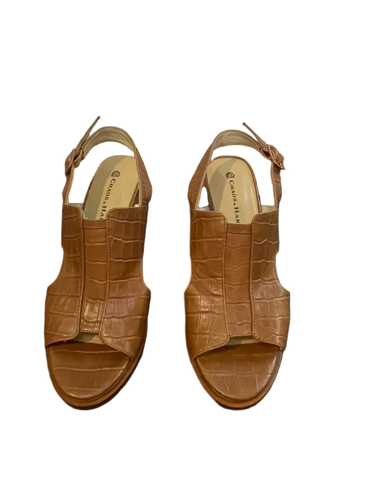 Chaos & Harmony - Croc embossed leather sandals - Size 10