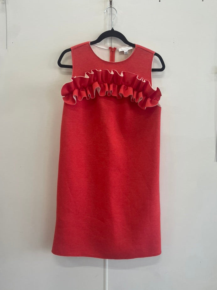 Karen Walker - Red neoprene frill front dress  - Size 10