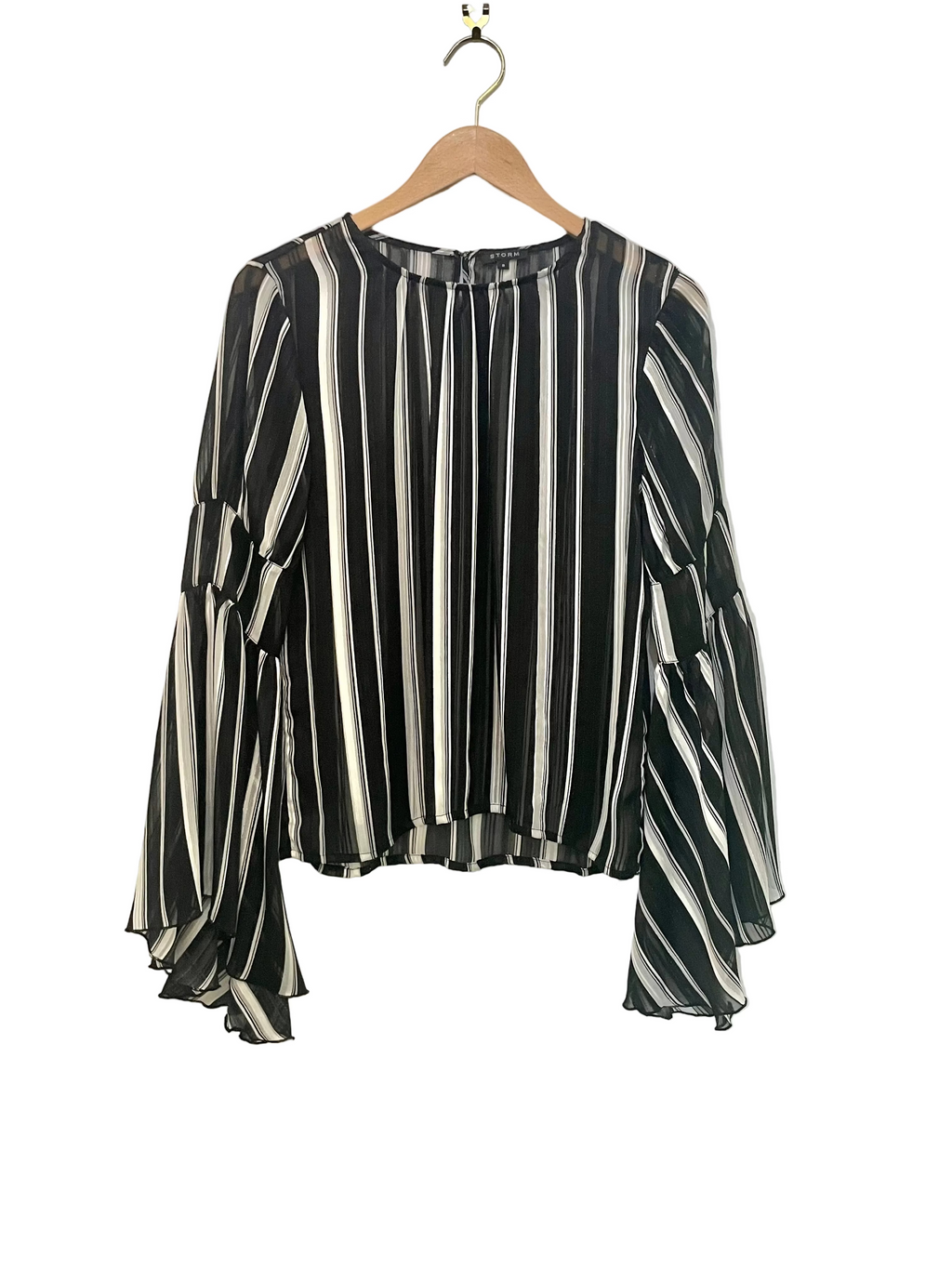 Storm - Black white silver semi sheer top - Size 8