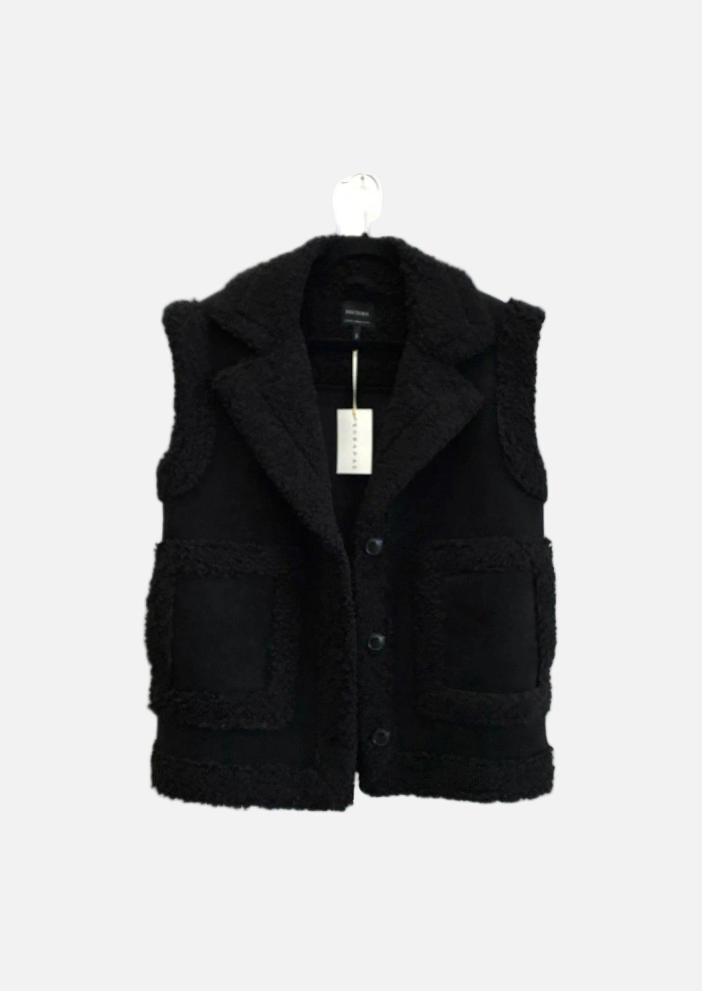 Decjuba Black Shearling Vest - Size S