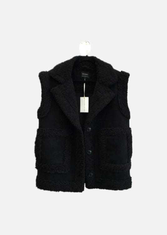 Decjuba Black Shearling Vest - Size S
