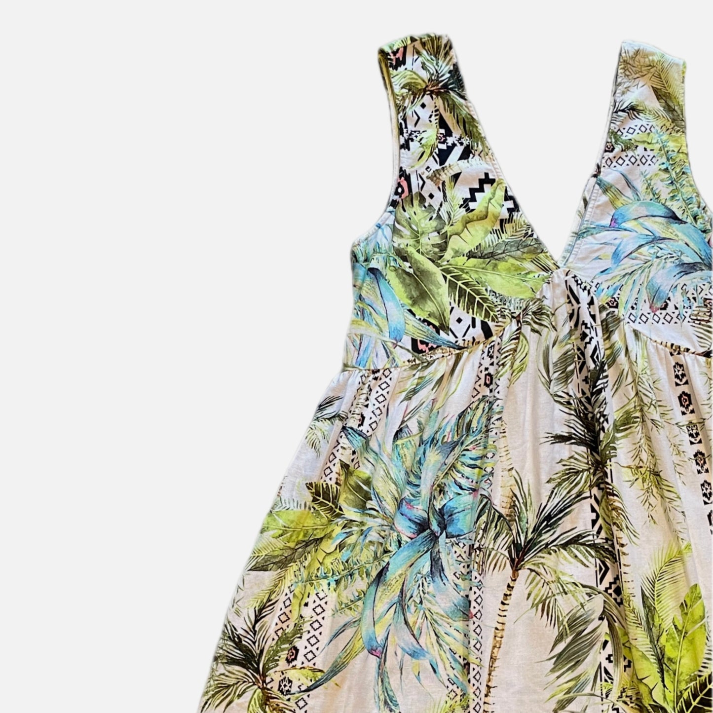 ASOS - Palm print linen blend maxi dress - Size 14