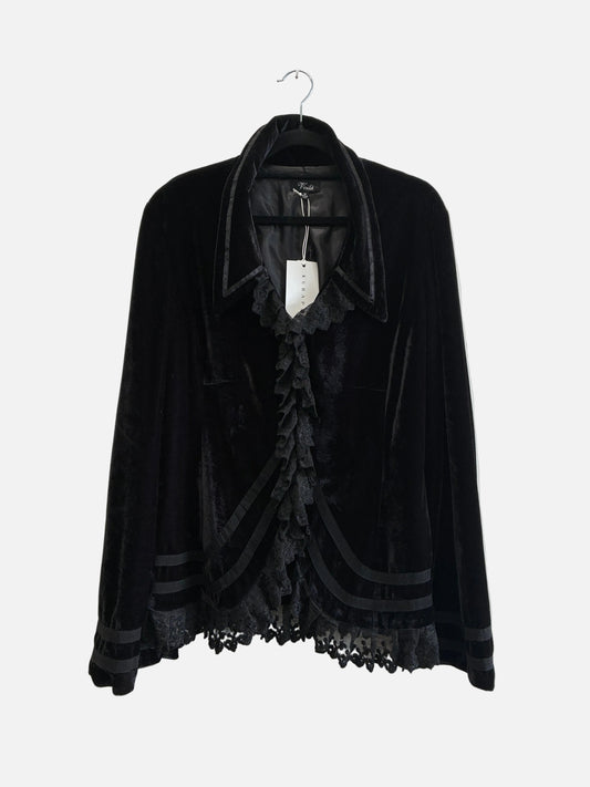 Black Velvet Lace Romantic Soft Jacket Size 14