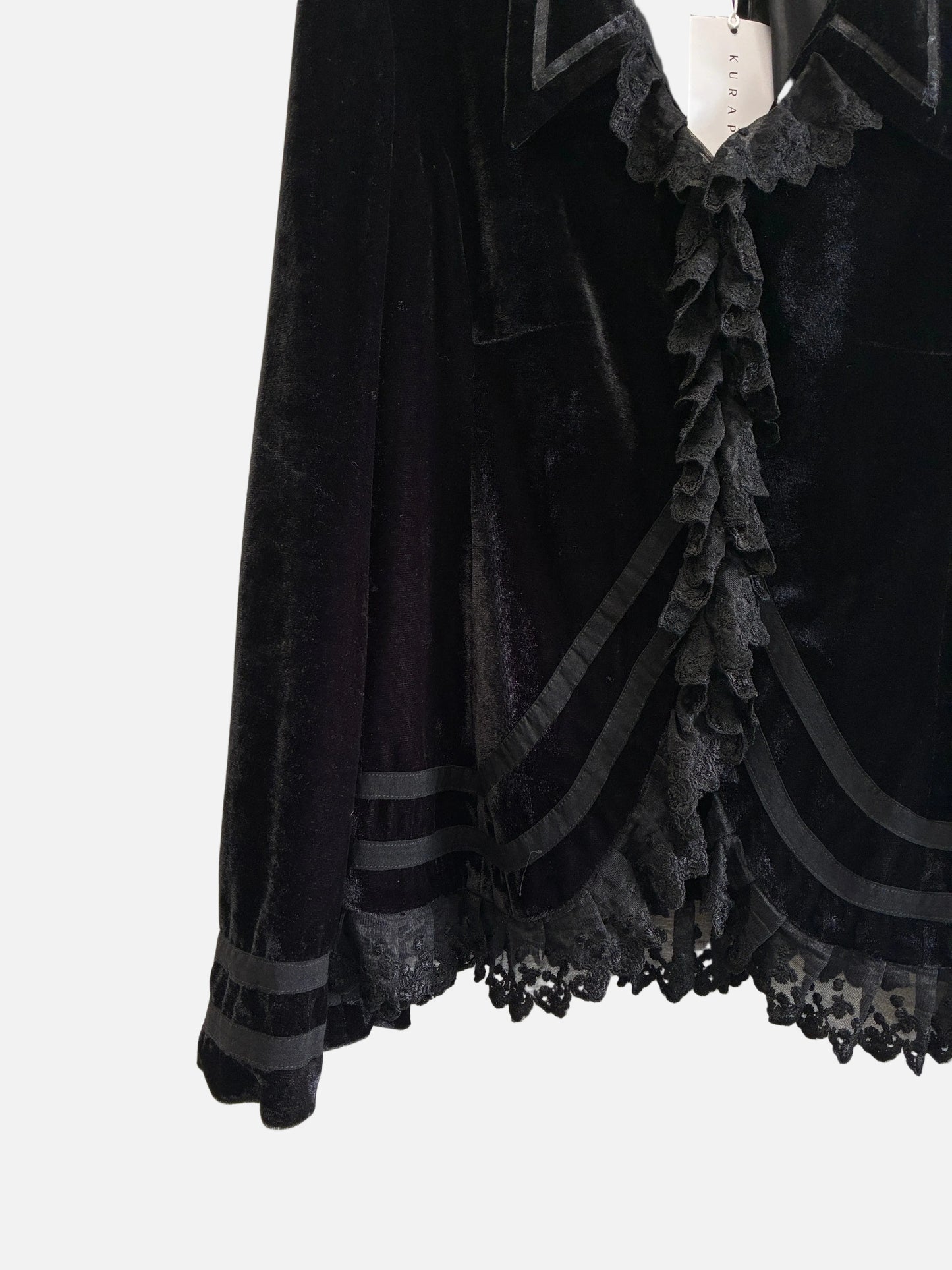 Black Velvet Lace Romantic Soft Jacket Size 14