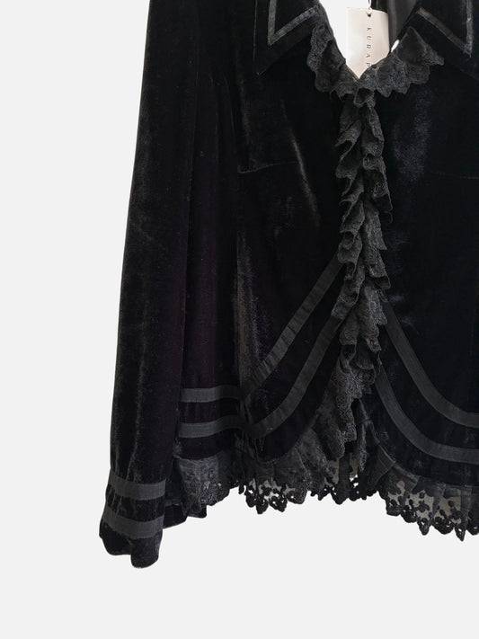 Black Velvet Lace Romantic Soft Jacket Size 14