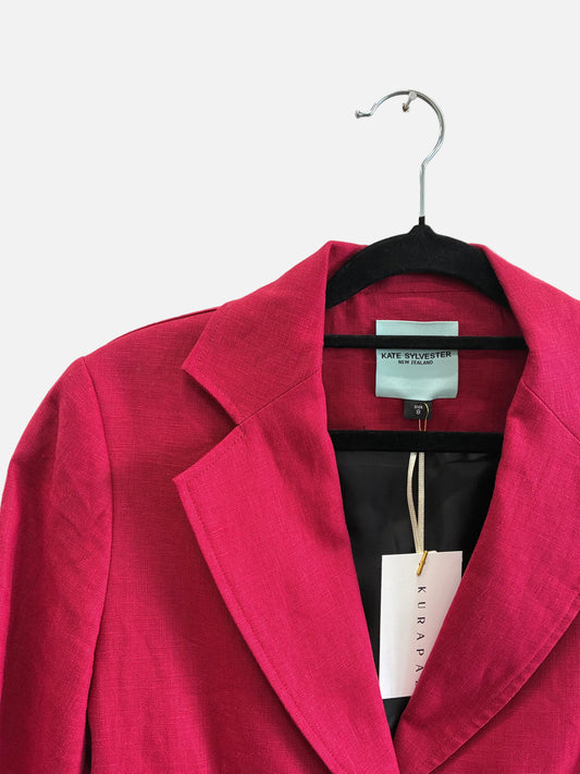 Kate Sylvester Burgundy Linen Blazer - Size 8