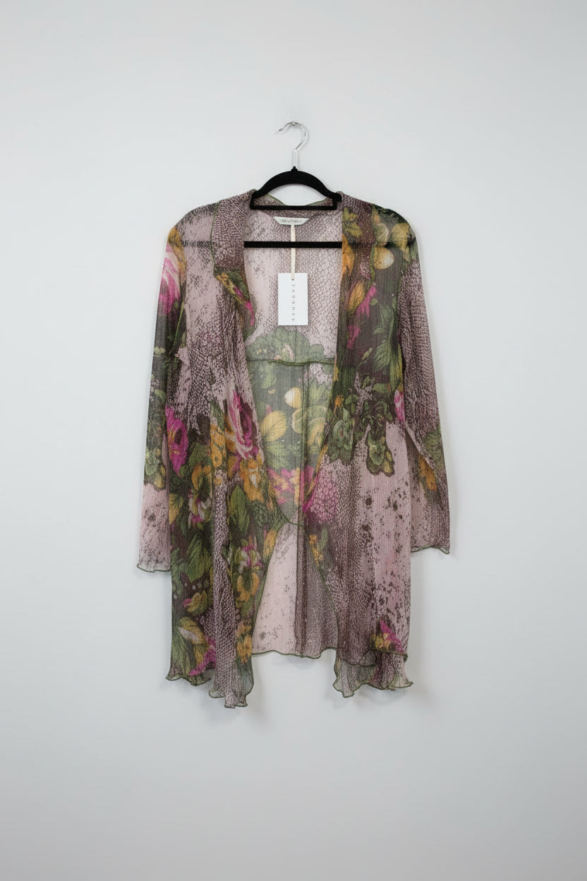 Carly Harris - Vintage semi sheer floral cardigan - Size M