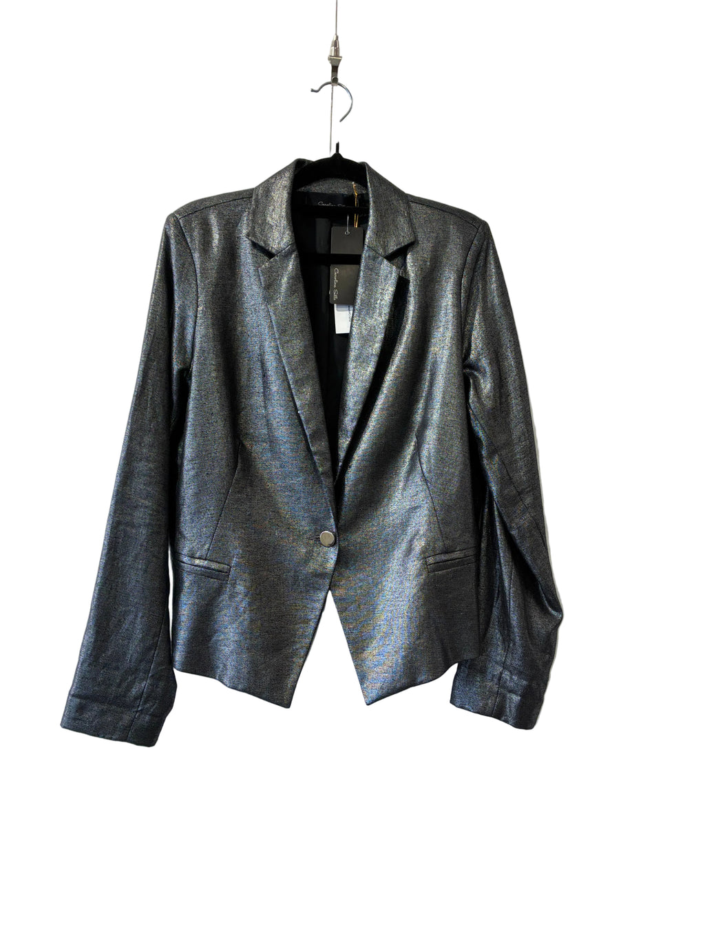 Caroline Sills - Silver tuxedo blazer - Size 12