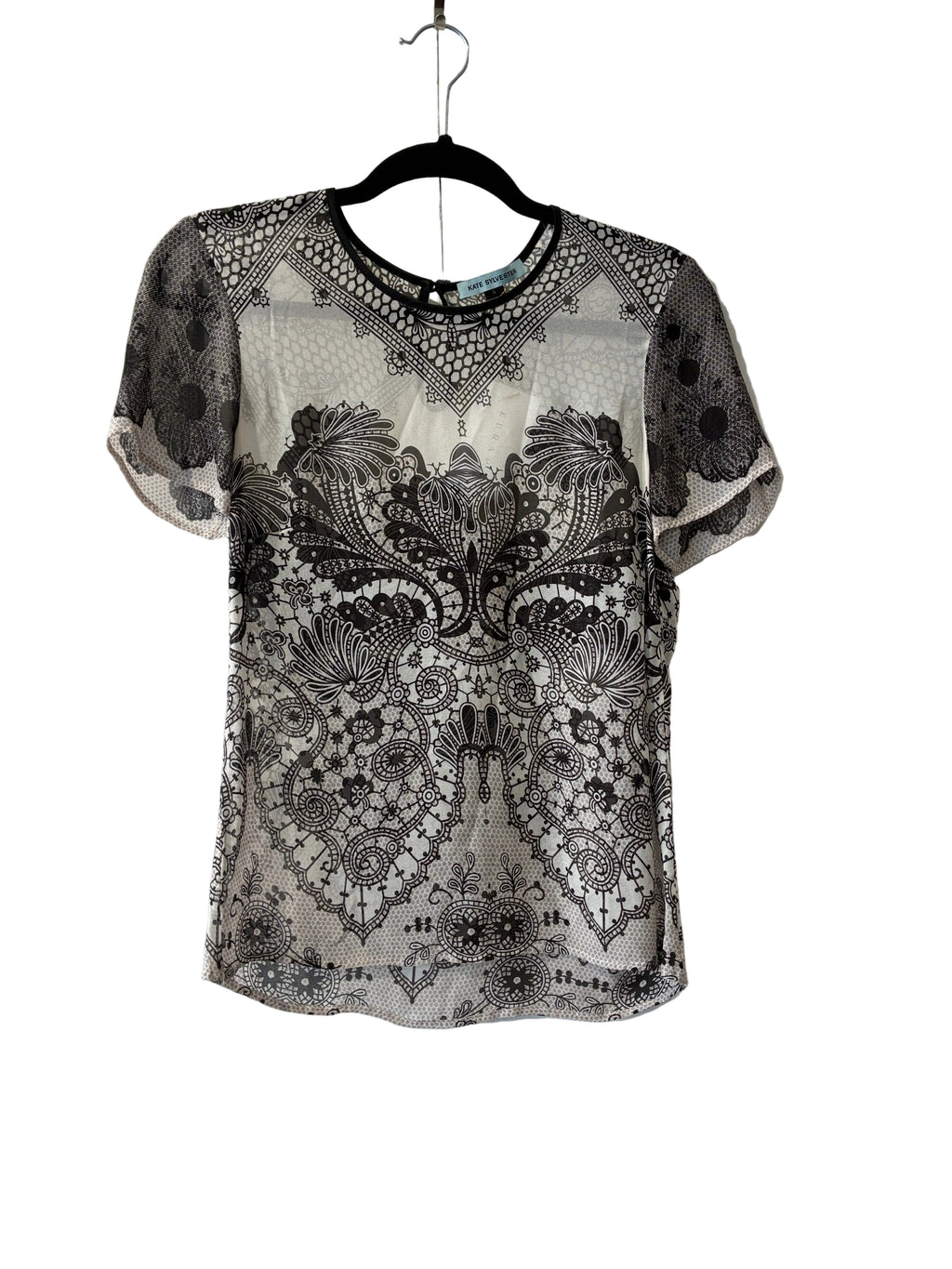 Kate Sylvester - Black/white semi sheer top - Size 8