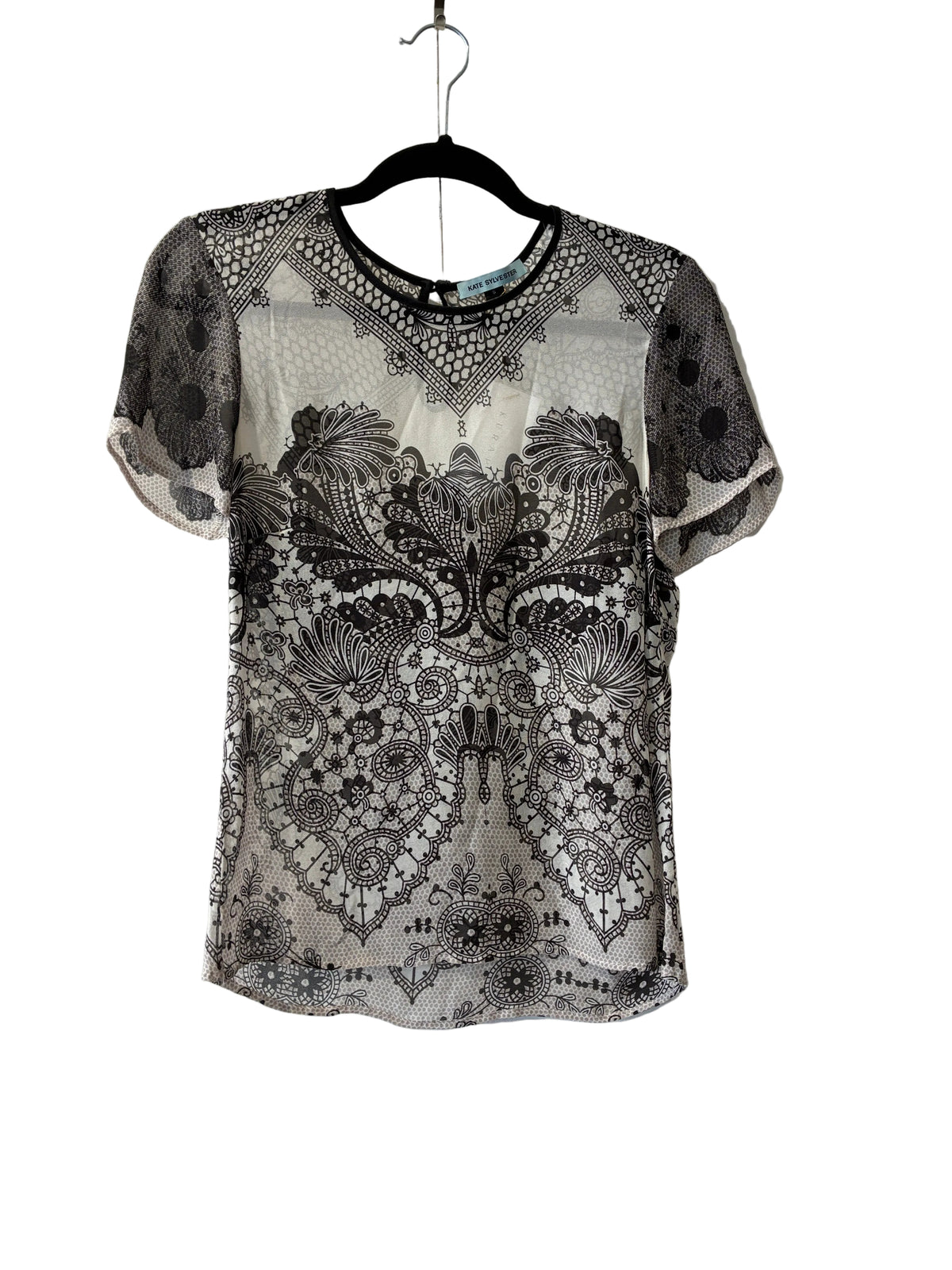 Kate Sylvester - Black/white semi sheer top - Size 8