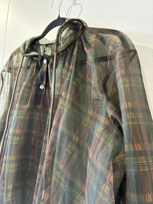 Blacklist - Tartan semi sheer hooded top - Size L