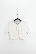 Zara - White/silver bead trim cardigan - Size L (S)