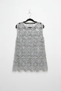 No label - Silver sequin lace top - Size S