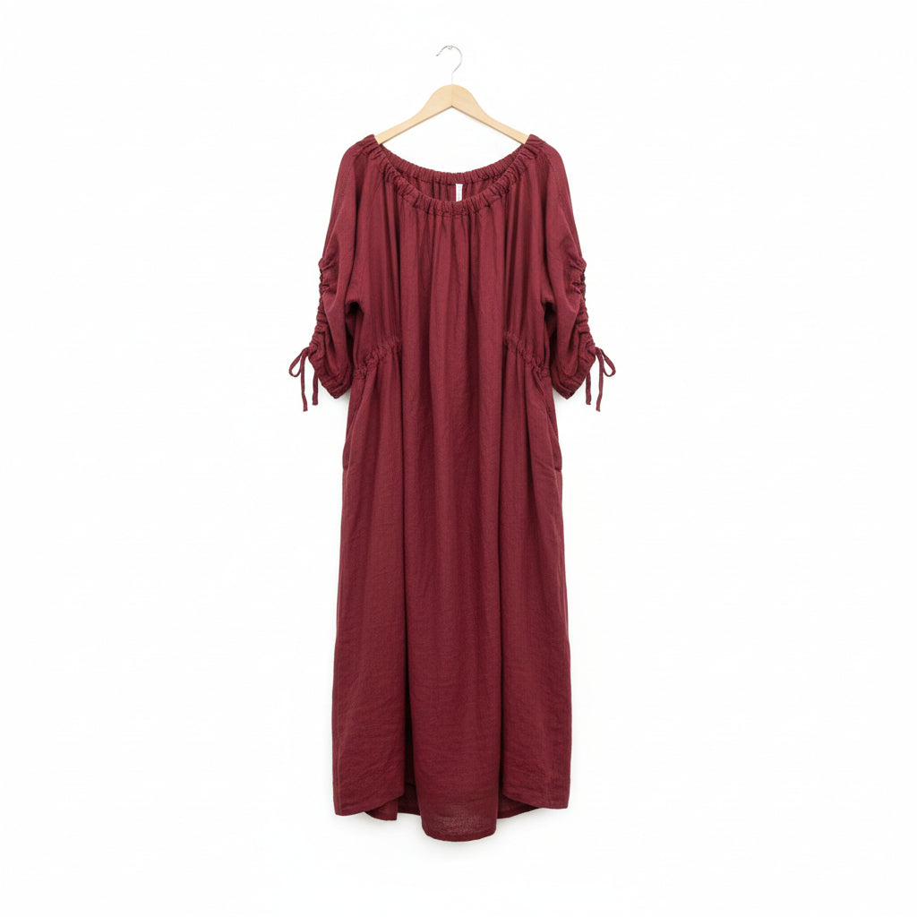 Seaside Tones - Loose fit linen dress - Size OS
