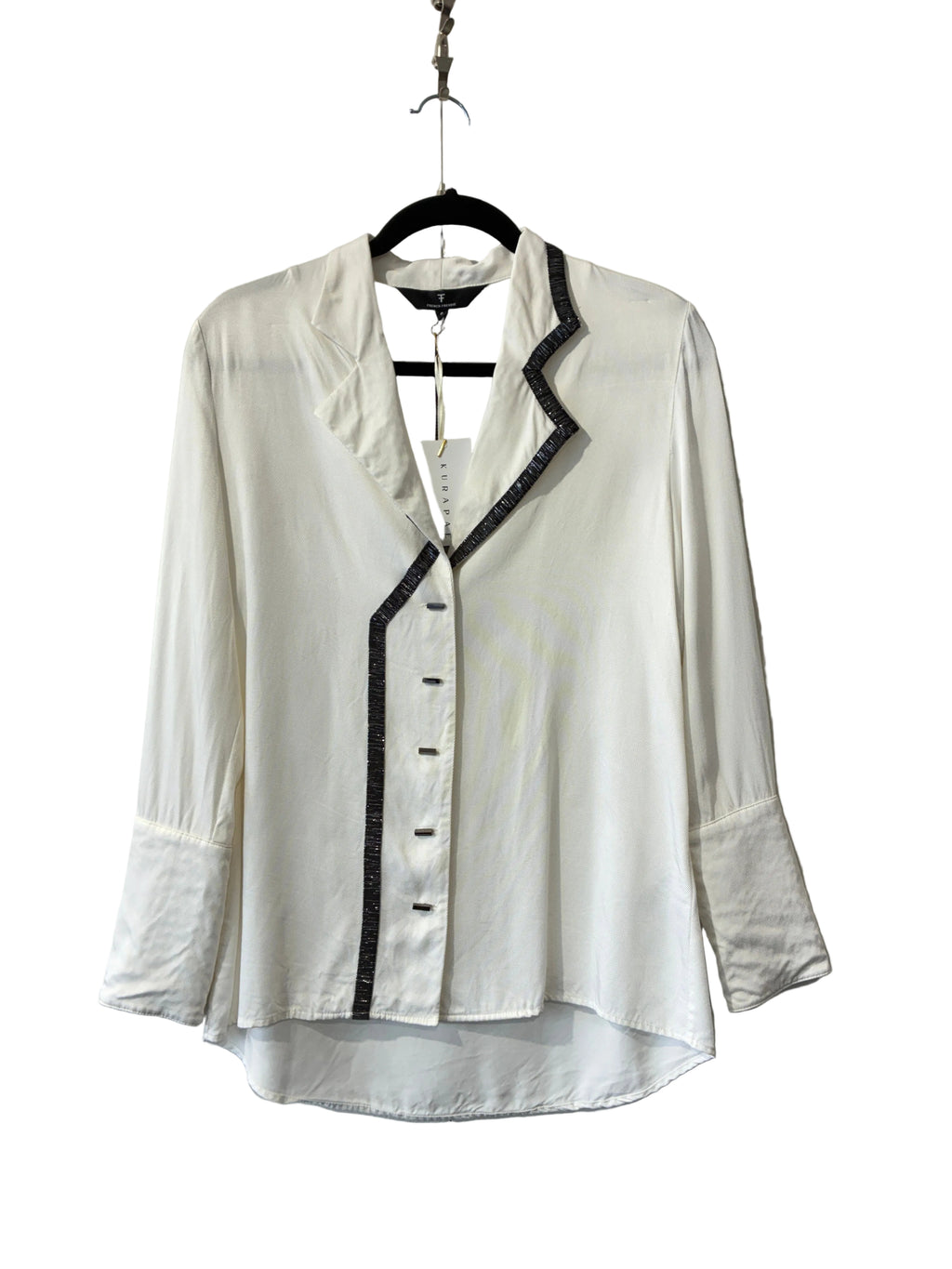French Freddie - White black trim "Alice" shirt - Size 12