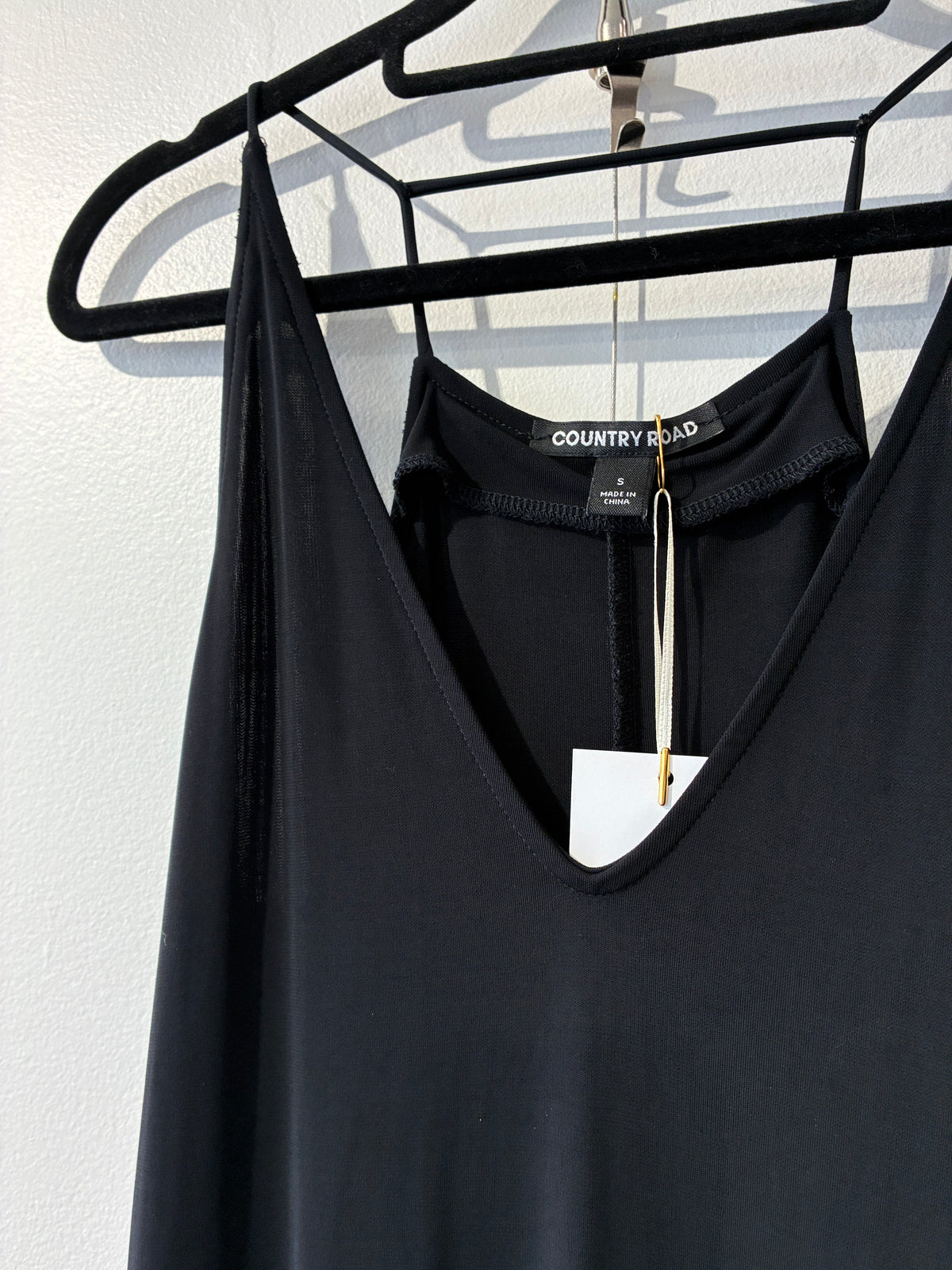 Country Road - Slinky black slip dress - Size S