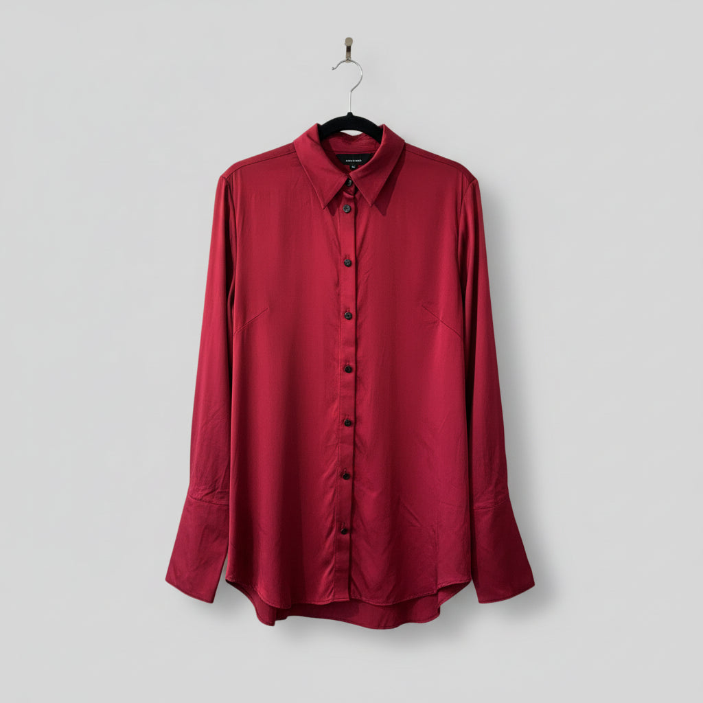 French Freddie - Burgundy/white trim shirt - Size 14