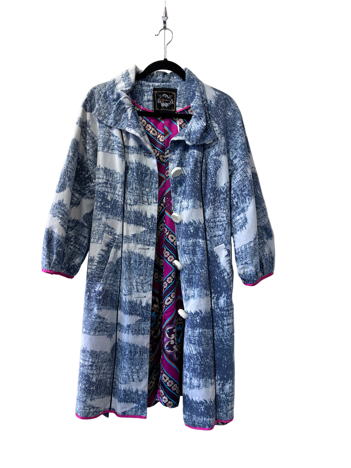 Yvonne Bennetti - Patterned blue coat - Size 2 (S)