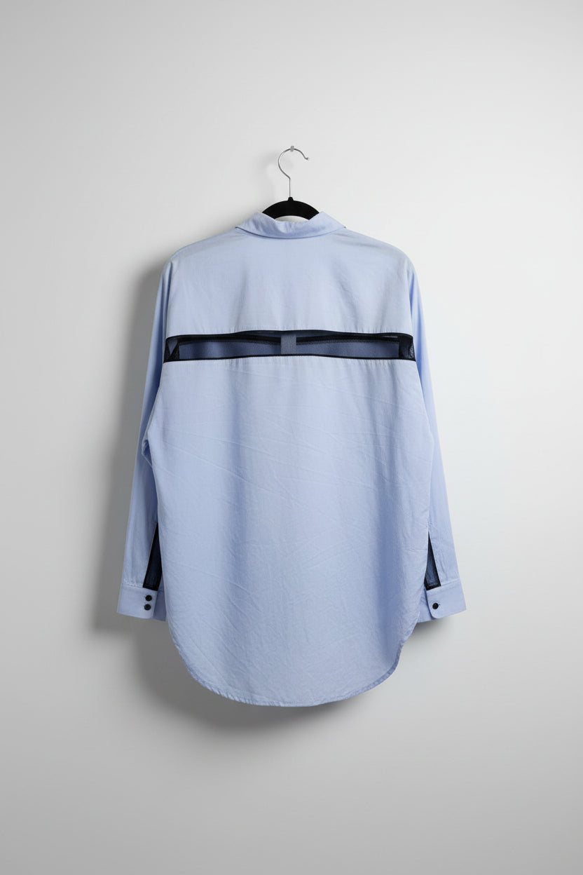 French Freddie - Blue/black mesh trim shirt - Size 10