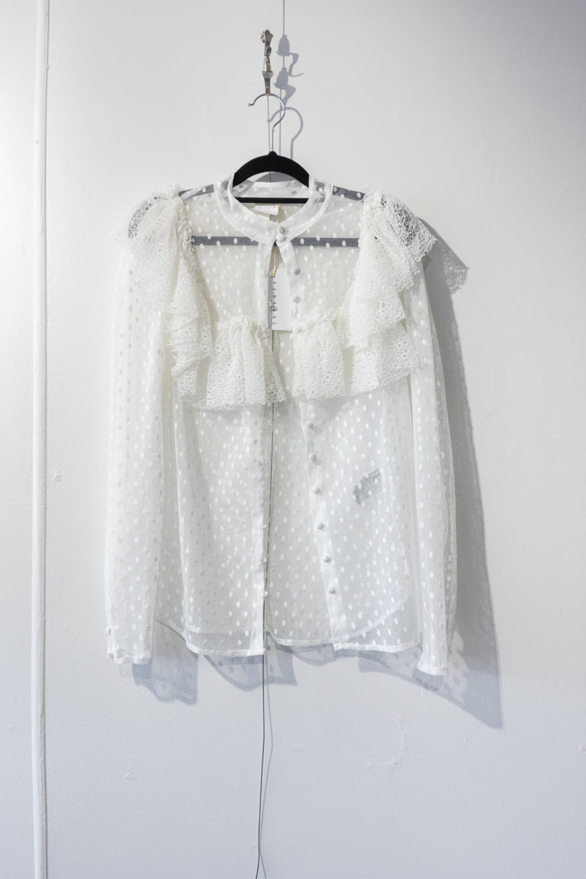 H&M x Sandra Mansour - Frilly lace shirt - Size 12