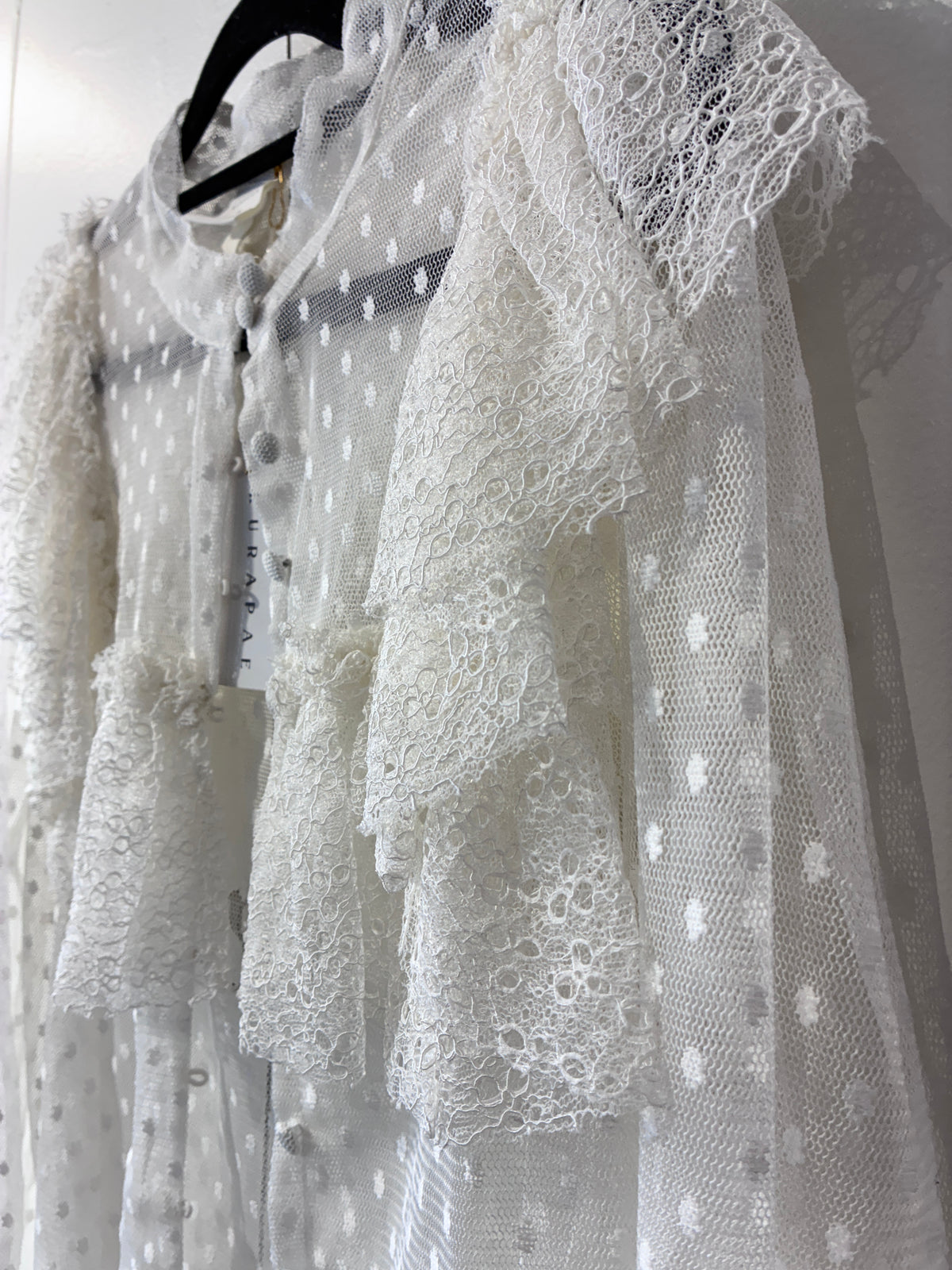 H&M x Sandra Mansour - Frilly lace shirt - Size 12