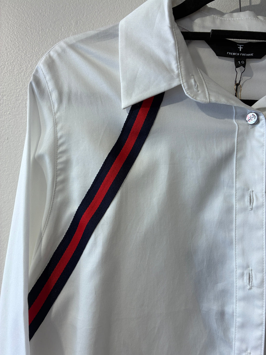 French Freddie - White/red trim "Murano" shirt - Size 10