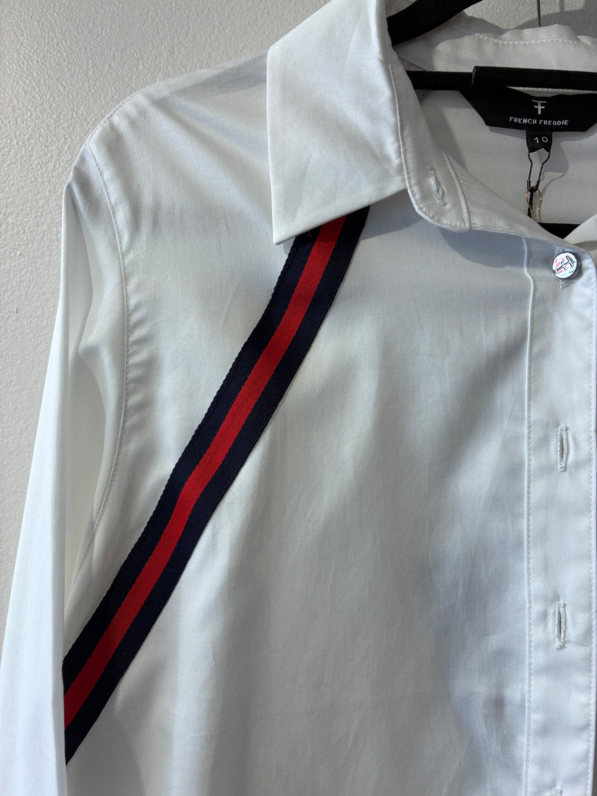 French Freddie - White/red trim "Murano" shirt - Size 10