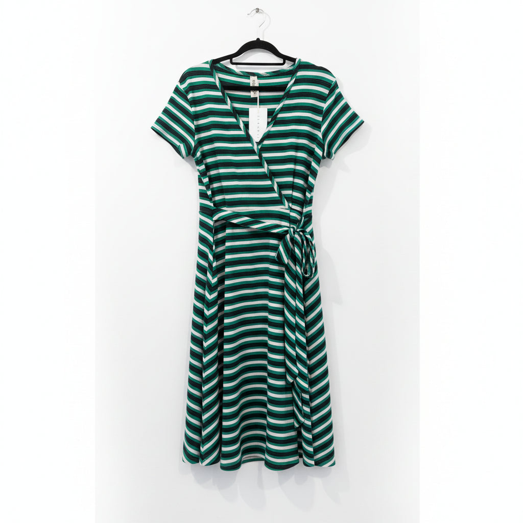 Sylvester - Striped jersey faux wrap dress - Size L