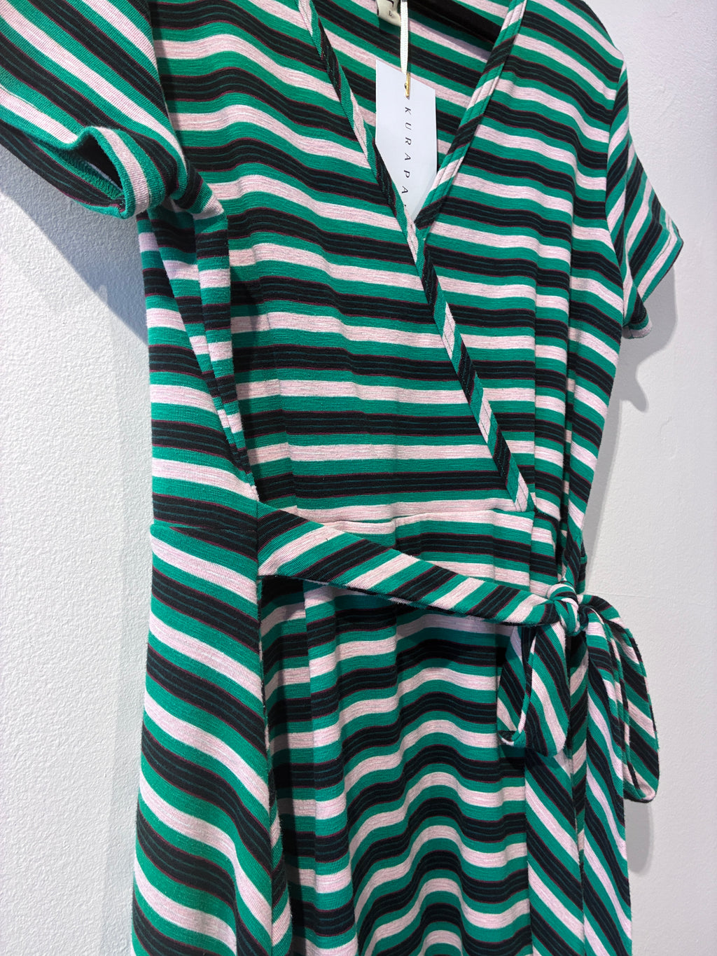 Sylvester - Striped jersey faux wrap dress - Size L