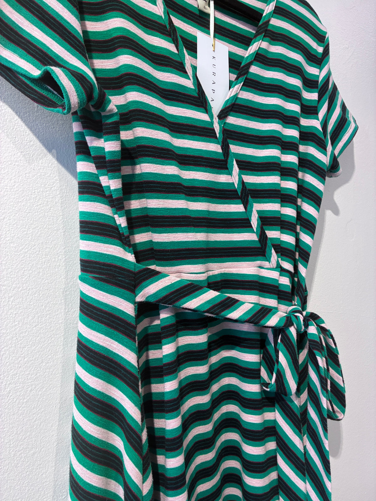 Sylvester - Striped jersey faux wrap dress - Size L