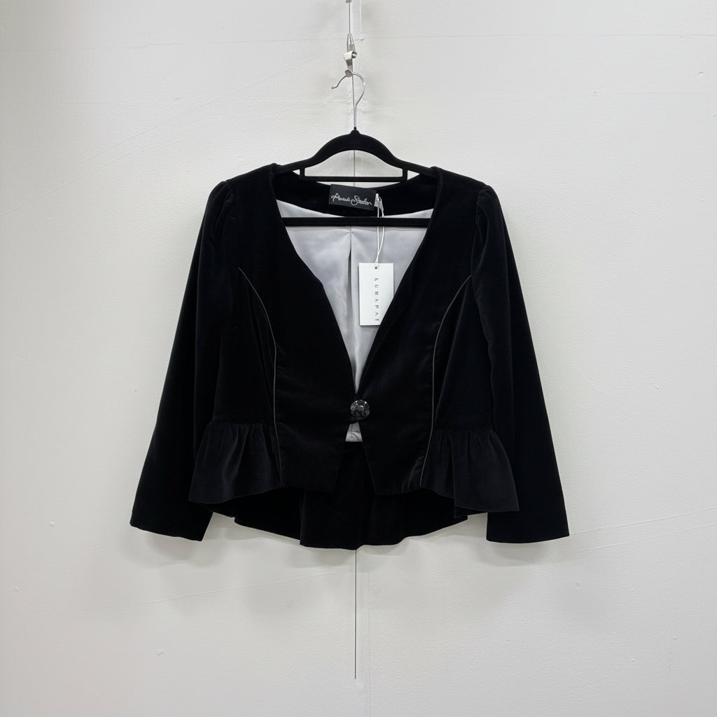Annah Stretton - Velvet crop black jacket - Size S