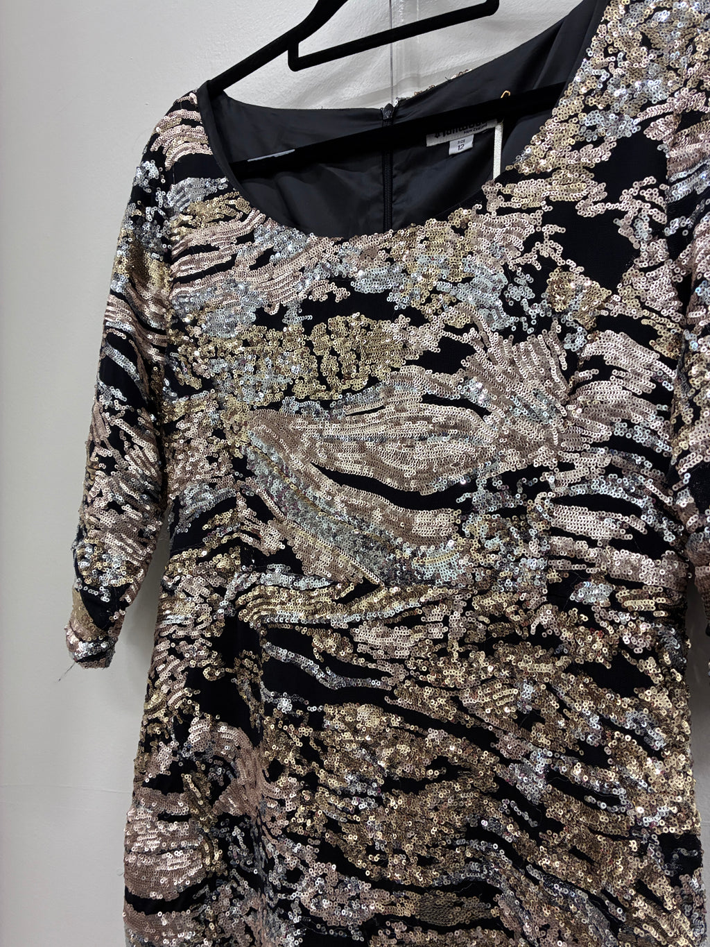Hailwood - Black/gold sequin dress - Size 12