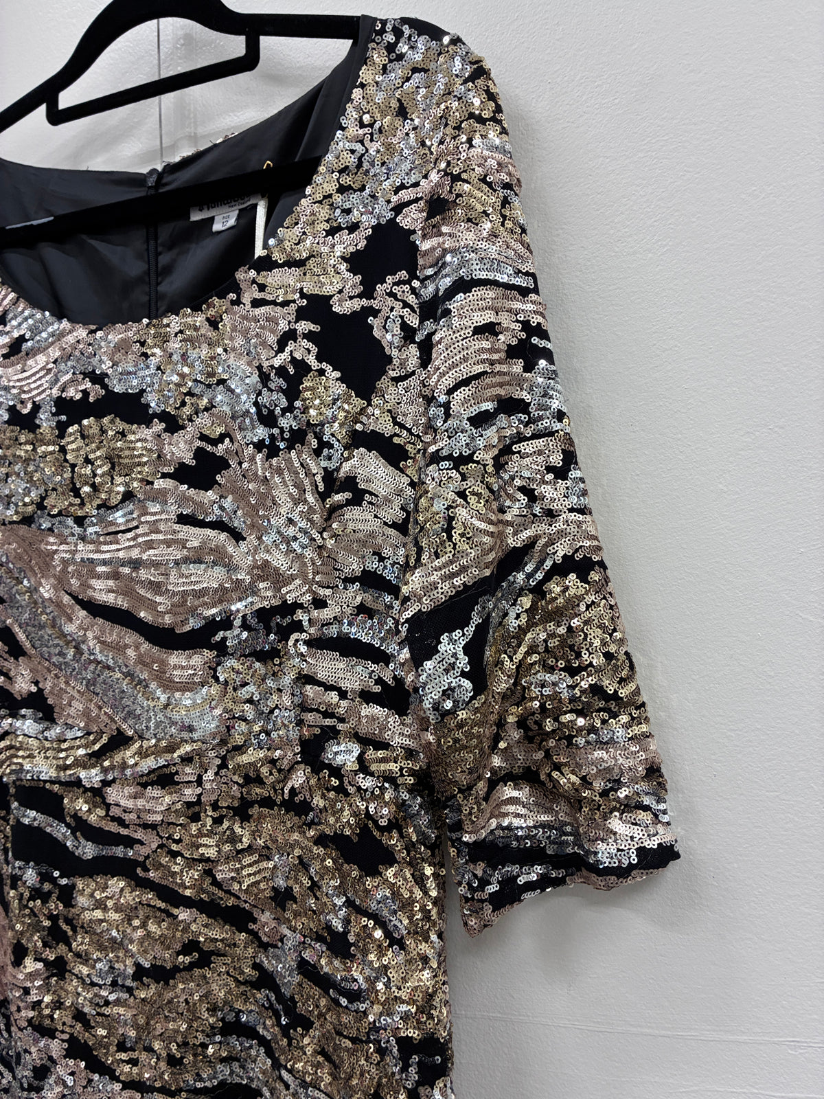 Hailwood - Black/gold sequin dress - Size 12